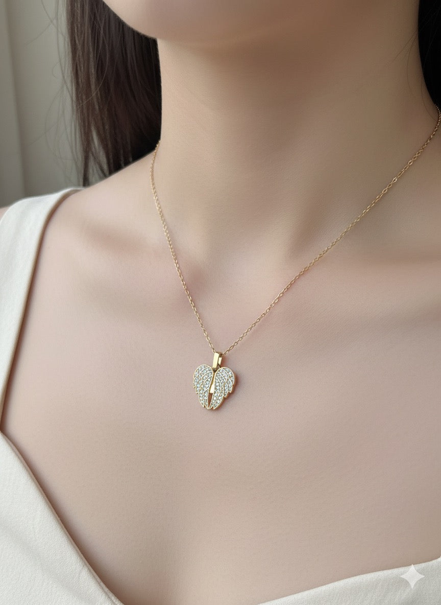 Gold Heart Pendant Stainless Steel Necklace