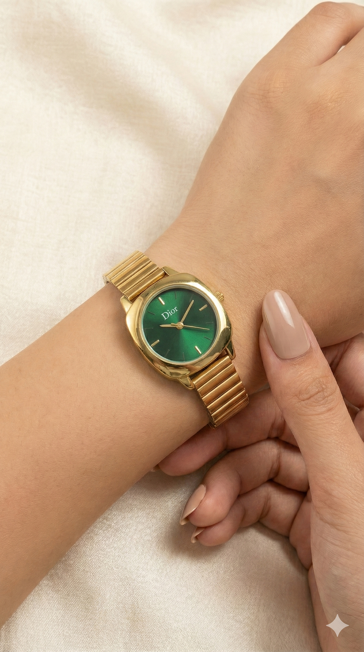 Elegant Green-Dial Gold Watch