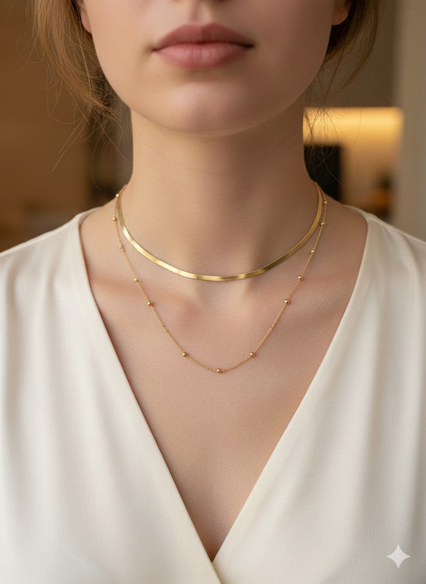 Gold Round Pendant Stainless Steel Chain