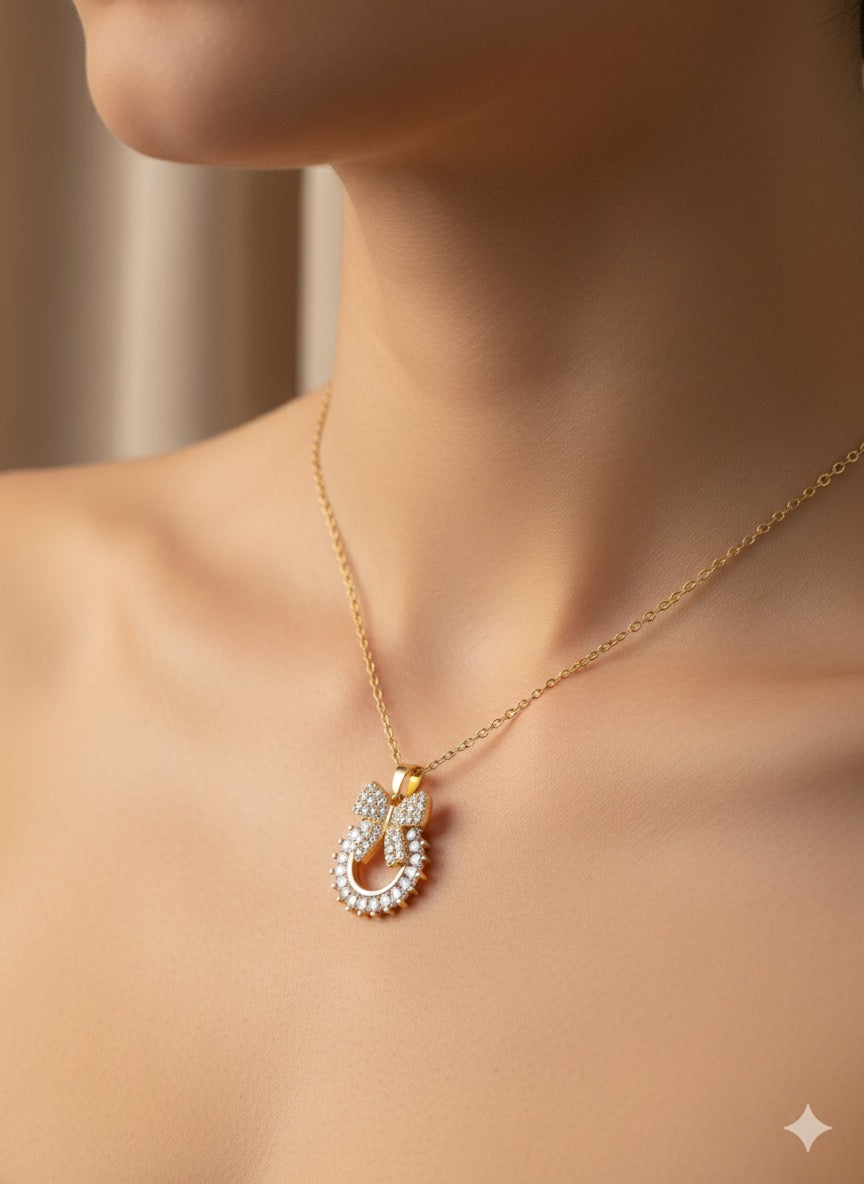 Gold Bar Pendant Stainless Steel Necklace